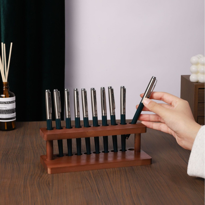 Xinsen drveni držač olovke – Višestruki stolni organizator za lakove za nokte i olovke, Model Pen Holder, s mogućnošću prilagodbe i logom