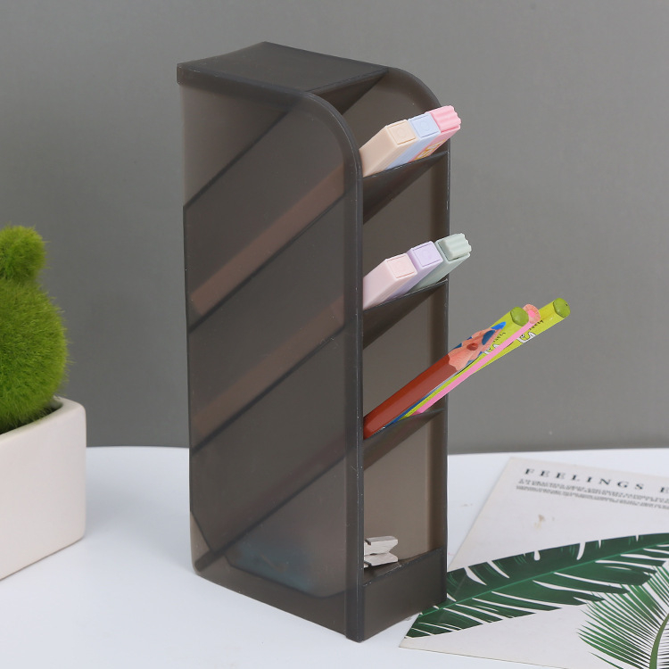 Nagibni držač za pisalice s više odjeljaka – plastični, kvadratnog oblika, moguć otisak logotipa, prilagođena obrada, ekskluzivan izvor za transnacionalni izvoz