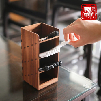 Držač za olovke od drveta, kvadratnog oblika, stolni organizator, poklon za Dan učitelja