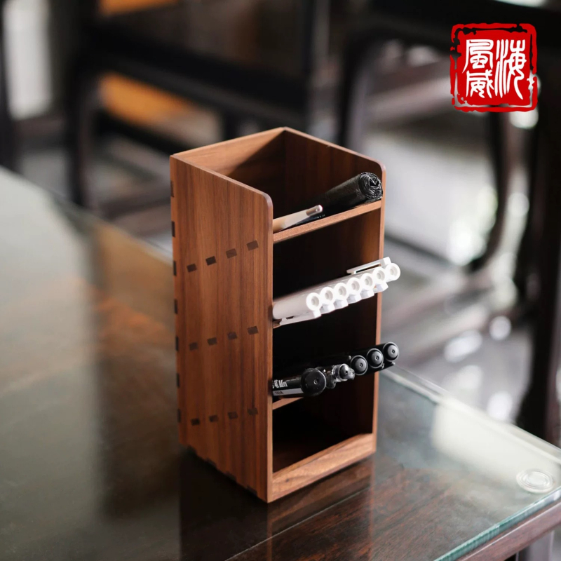 Držač za olovke od drveta, kvadratnog oblika, stolni organizator, poklon za Dan učitelja