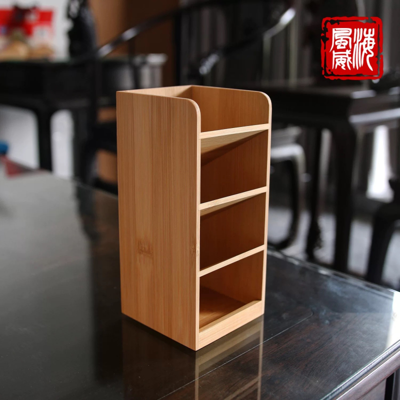 Držač za olovke od drveta, kvadratnog oblika, stolni organizator, poklon za Dan učitelja