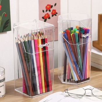 Kockasta PS kutija za olovke, otporna na prašinu, 2L kapaciteta, stolni organizator, stil laganog luksuza