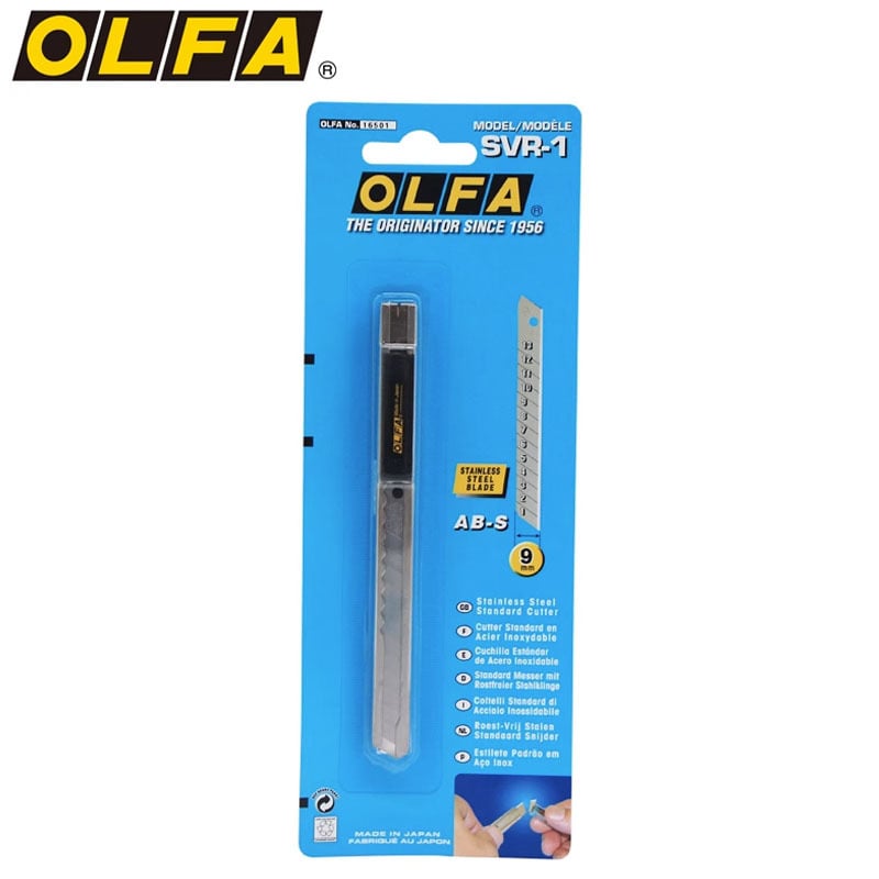 OLFA SVR-1 Nož za precizno rezanje s nehrđajućim čelikom, širina oštrice 9 mm, debljina 0,38 mm