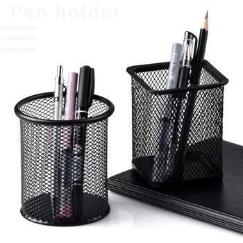 Haolixin metalni držač za olovke s mrežastim dizajnom, kružnog oblika