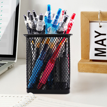 Haolixin metalni držač za olovke s mrežastim dizajnom, kružnog oblika