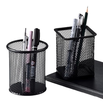 Haolixin metalni držač za olovke s mrežastim dizajnom, kružnog oblika