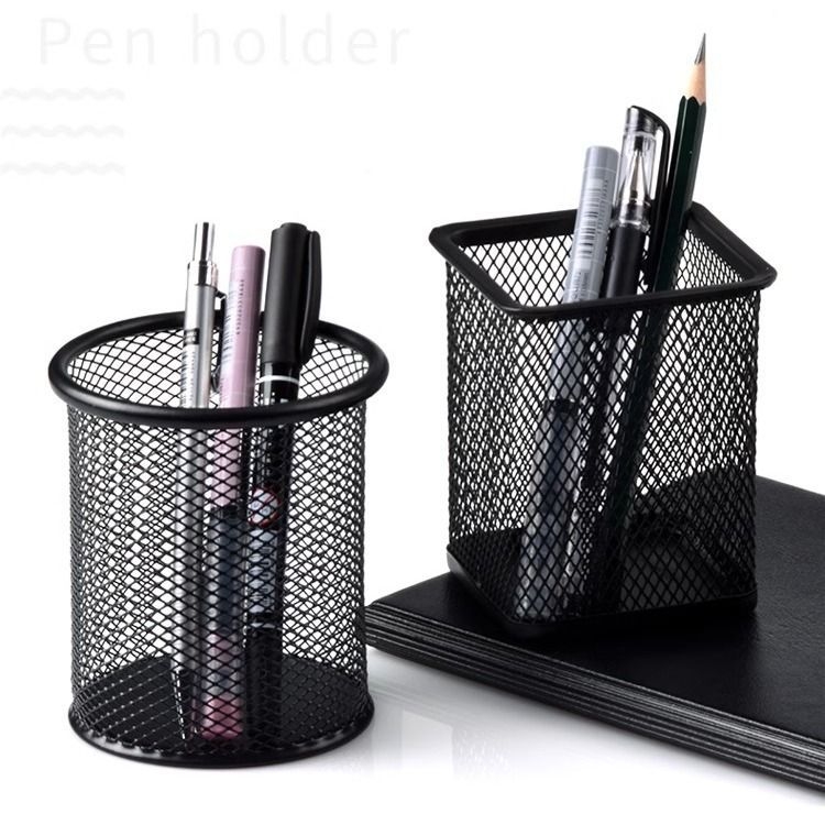 Haolixin metalni držač za olovke s mrežastim dizajnom, kružnog oblika