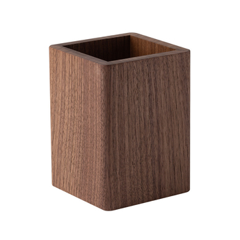 Držač olovaka od masivnog drveta Black Walnut – pravokutni stolni organizator, kapacitet 2 L, prilagodljiv logotip, Wood Time Model 02