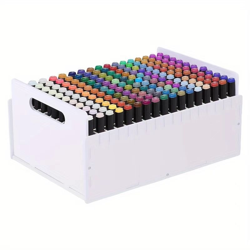 Kutija za pohranu marker olovaka, 204 otvora, PVC, kvadratnog oblika, stolni držač za olovke