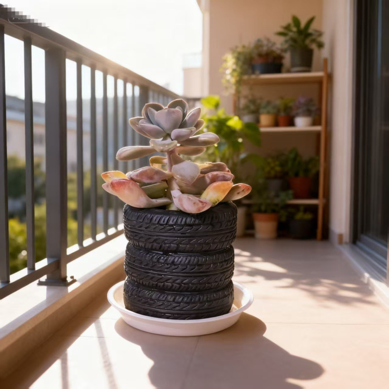 Okrugli vinil držač olovaka i stolni organizator s saksijom umjetnih cvjetova, model 4414, prilagodljivo