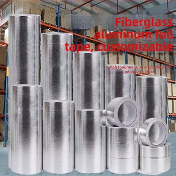 Páska z vláknitého skla s hliníkovou fóliou, lepidlo na báze gumy, vysoká teplota odolnosť, hasenie plameňa, hrúbka 0,15 mm