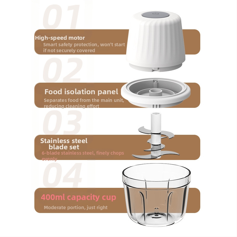 Elektrický drvič cesnaku a kuchynský mixér, kapacita pod 1 l, dobíjateľný a prenosný, ≤36V, 10000 rpm, sklenená nádoba