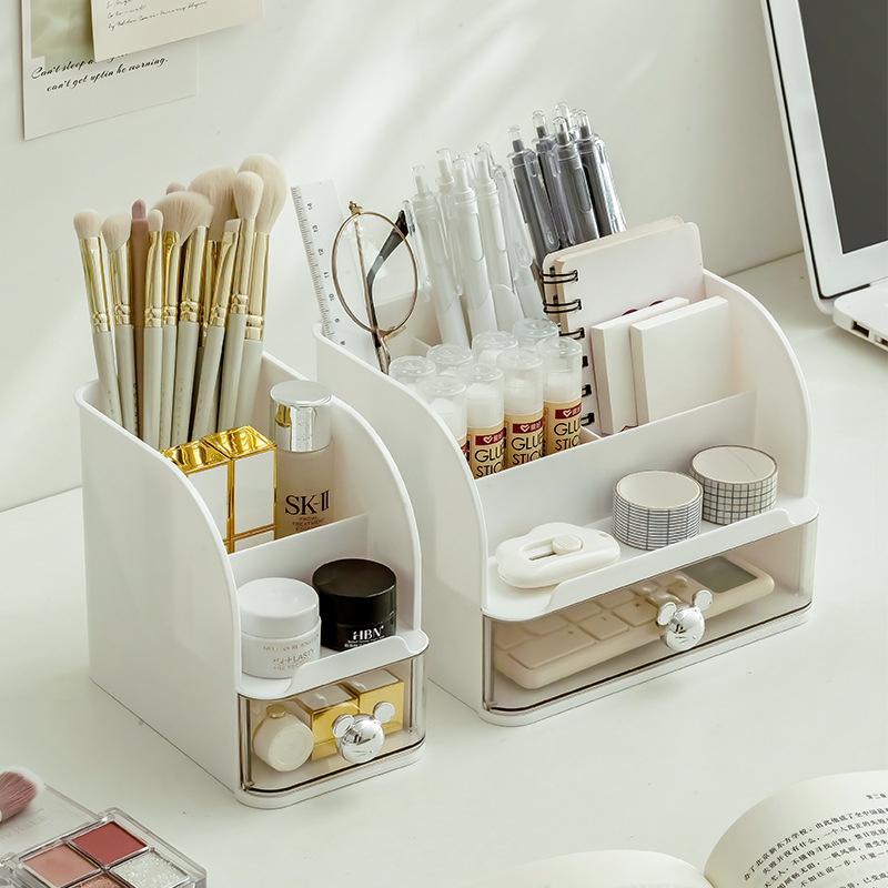 Asztali tároló doboz kihúzható fiókkal és osztókkal, műanyag (PP), 12 L kapacitás