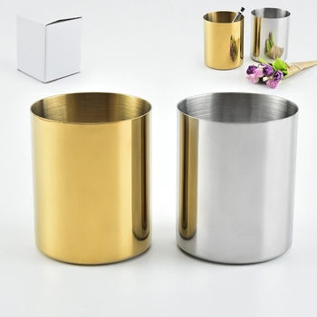 Fém tolltartó, kör alakú, minimalistikus irodai szervező, logó nyomtatása lehetséges, testreszabás elérhető, ajándékhoz ideális