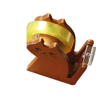 Macska alakú, fa szalagvágó nyomtatott logóval, 65 g, 20 mm széles szalagnak.