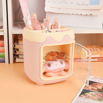 Aranyos malac alakú ceruzatartó, műanyag asztali rendező nagykapacitású rekeszekkel