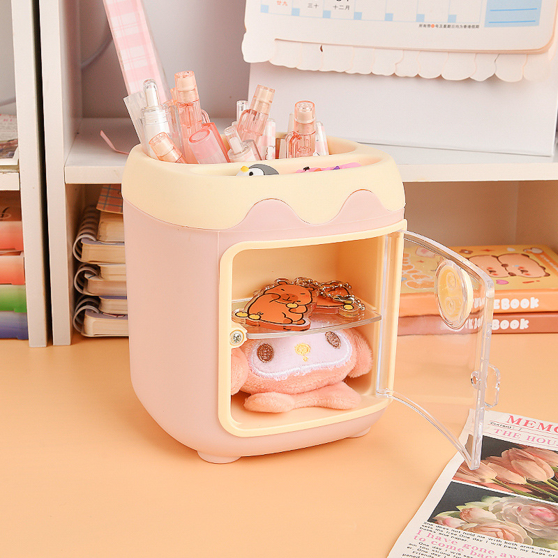 Aranyos malac alakú ceruzatartó, műanyag asztali rendező nagykapacitású rekeszekkel