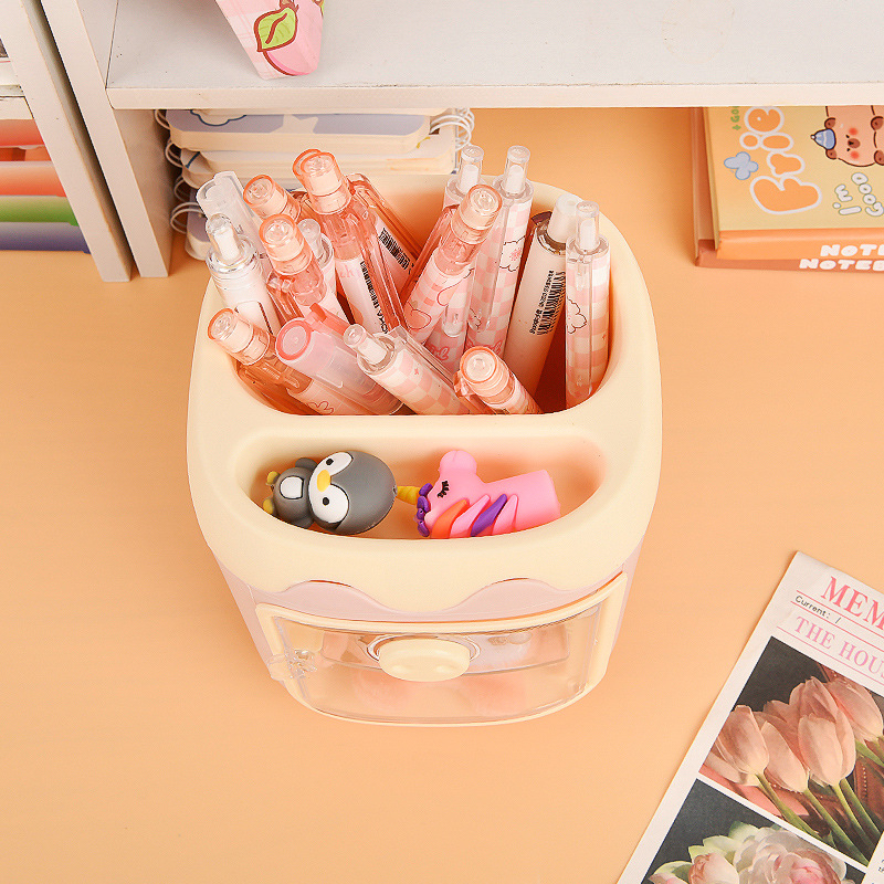 Aranyos malac alakú ceruzatartó, műanyag asztali rendező nagykapacitású rekeszekkel