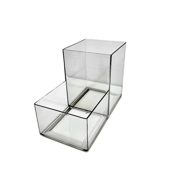 Cutie de depozitare pentru birou, transparentă, cu divizoare; polistiren; model: înaltă și joasă depozitare