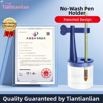 Držiak na perá s integrovaným umývacím pohárom na štetce pre kaligrafiu — Model TN-1138, Materiál AB, Značka Practice every day