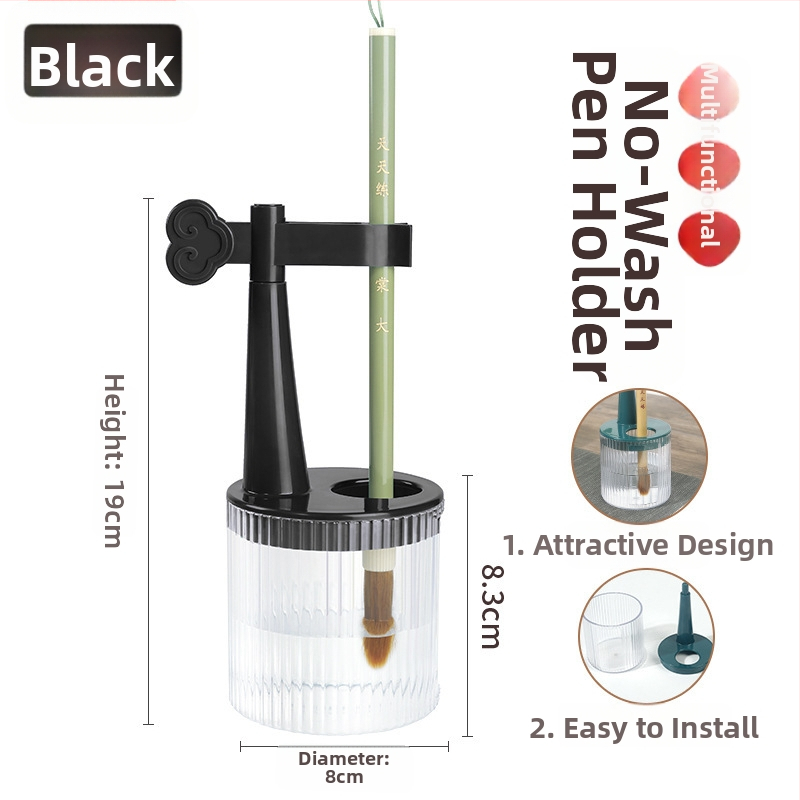 Držiak na perá s integrovaným umývacím pohárom na štetce pre kaligrafiu — Model TN-1138, Materiál AB, Značka Practice every day