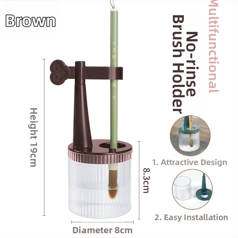 Držiak na perá s integrovaným umývacím pohárom na štetce pre kaligrafiu — Model TN-1138, Materiál AB, Značka Practice every day