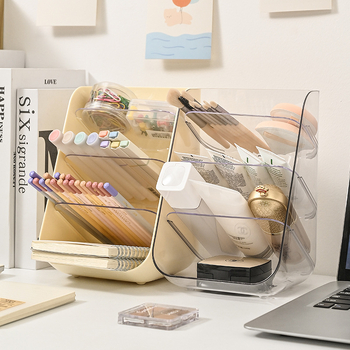 Asztali tároló doboz XH-2023-02, PET+PS, 1L kapacitás, több rekesz, testreszabható