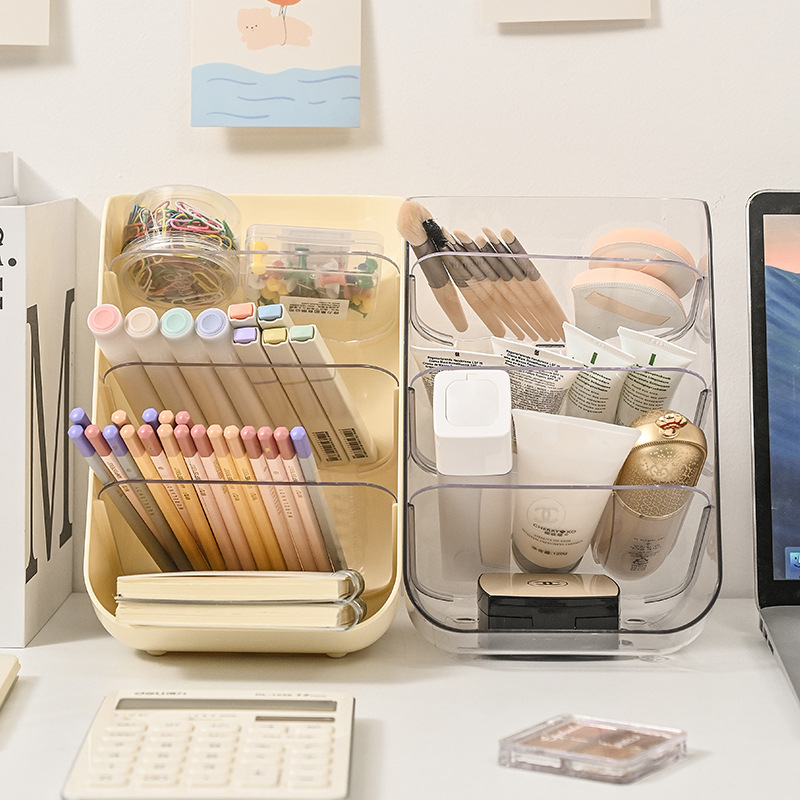 Asztali tároló doboz XH-2023-02, PET+PS, 1L kapacitás, több rekesz, testreszabható