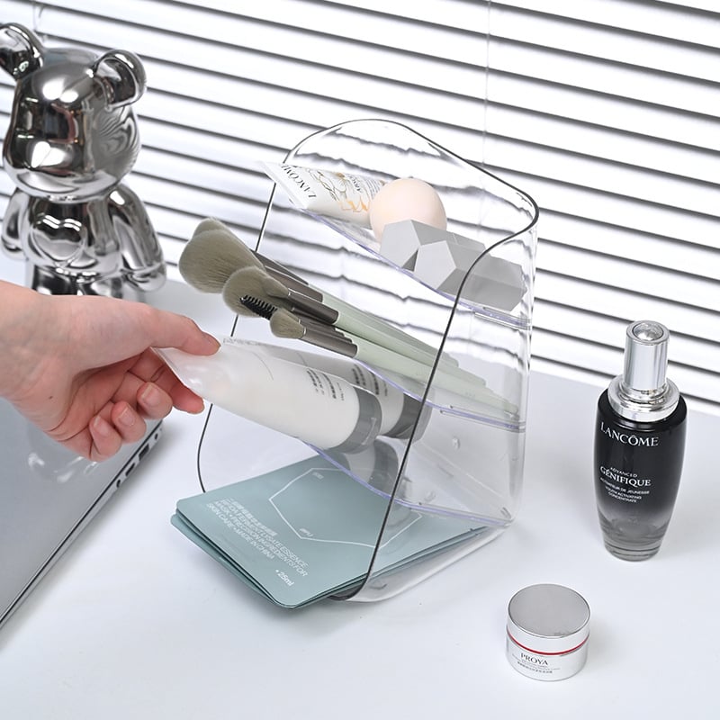 Asztali tároló doboz XH-2023-02, PET+PS, 1L kapacitás, több rekesz, testreszabható