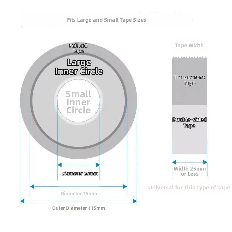 Nagy univerzális szalagvágó tartó, átlátszó asztali kivitel, szalag szélesség max. 48 mm, Márka Unique