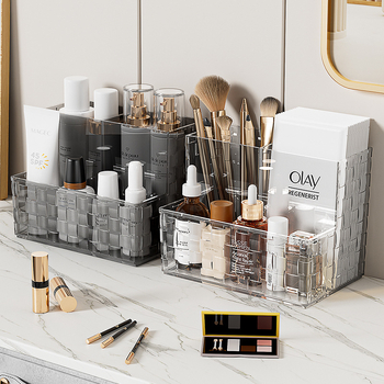 Cutie de depozitare pentru cosmetice și papetărie cu compartimente grilă, design de birou, plastic PS, modelul 3366, logo tipărit