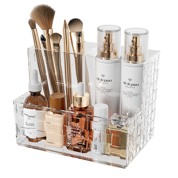 Cutie de depozitare pentru cosmetice și papetărie cu compartimente grilă, design de birou, plastic PS, modelul 3366, logo tipărit