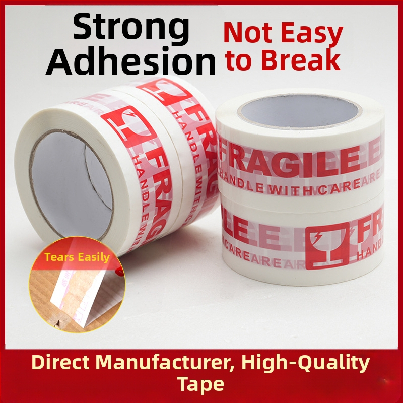 Páska na balenie s varovaním proti krehkosti, vysoká viskozita lepidla, film hrúbka 50 μm, šírka 50 mm, dĺžka 100 m