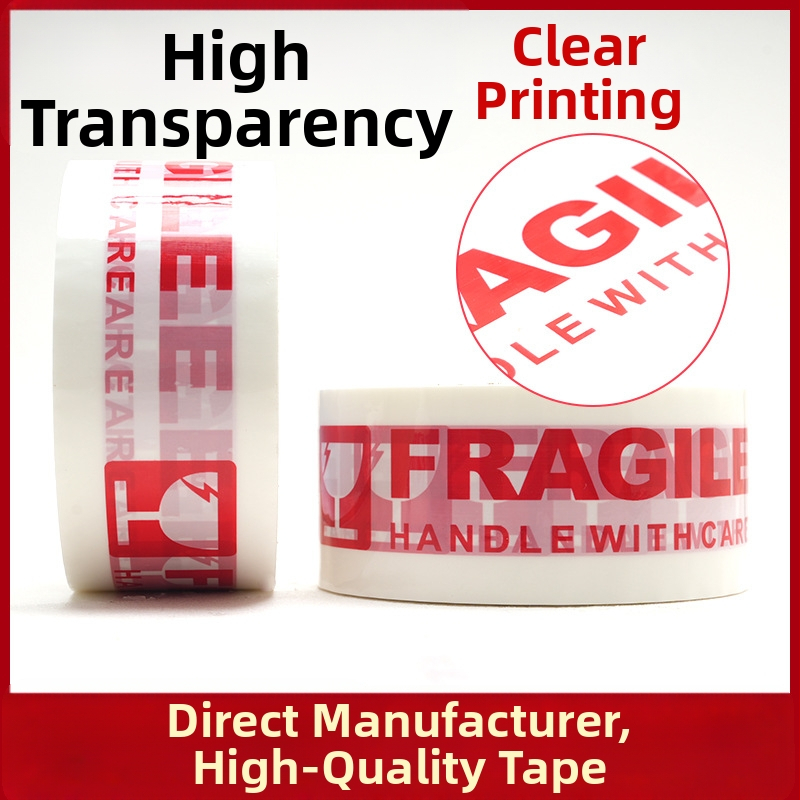 Páska na balenie s varovaním proti krehkosti, vysoká viskozita lepidla, film hrúbka 50 μm, šírka 50 mm, dĺžka 100 m