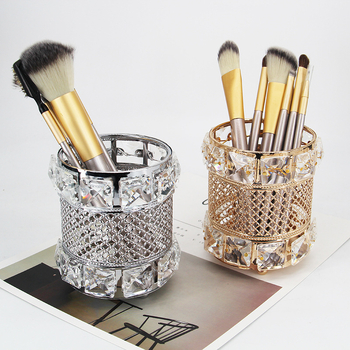 Metalni stolni organizator za olovke i kozmetiku, model 128, uzorak plaid, stil New chinoiserie, kapacitet 1L