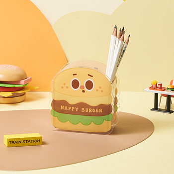 AS-acrylic държач за писалки, квадратен настолен органайзер от PP+PET материал, голям капацитет за съхранение на канцеларски материали и четки за грим