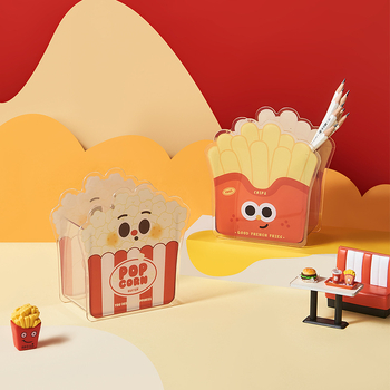 AS-acrylic държач за писалки, квадратен настолен органайзер от PP+PET материал, голям капацитет за съхранение на канцеларски материали и четки за грим