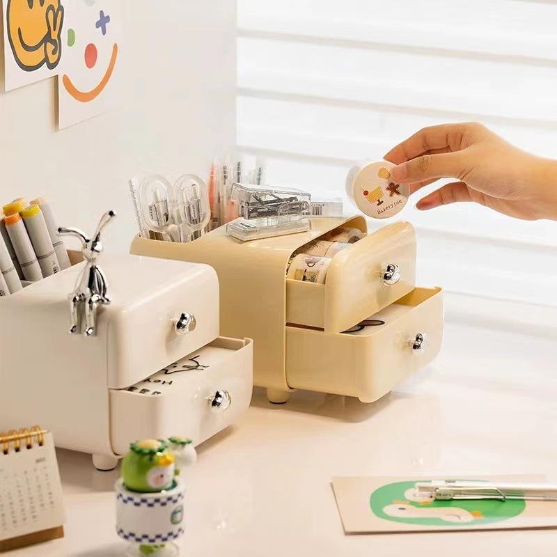 Органайзер за бюро с чекмедже, крем стил дизайн, PET ABS, 2L капацитет, модел LK-SN017