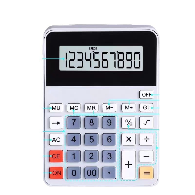 XG-2301 10 számjegyű számológép diákoknak - műanyag ház, AAA alkáli elemmel működik (nincs benne)