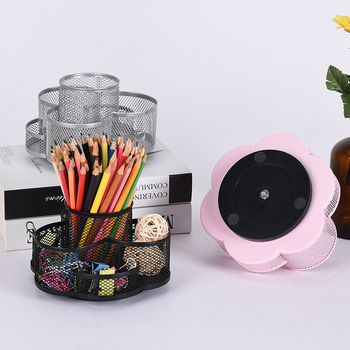 Metalni okretni držač za olovke s motivom cvijeta šljive, višefunkcionalni stolni organizator