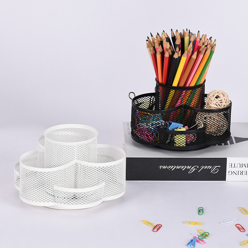 Metalni okretni držač za olovke s motivom cvijeta šljive, višefunkcionalni stolni organizator