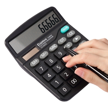 Aritmetikai számológép, 12‑jegyű kijelző, C-837H modell, Comix márka, napelemes tápellátás 1 akkumulátorral