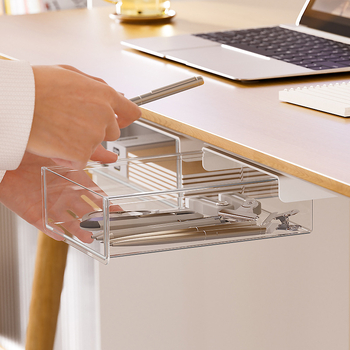 Kutija za kancelarijske potrepštine sa ladicom — Izvučna ispod stola skrivena držač olovaka, PET/ABS, 2L