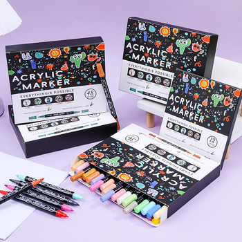 Akrilni marker set s dvama koncama – vodootporan, brzo sušeći, mekan vrh