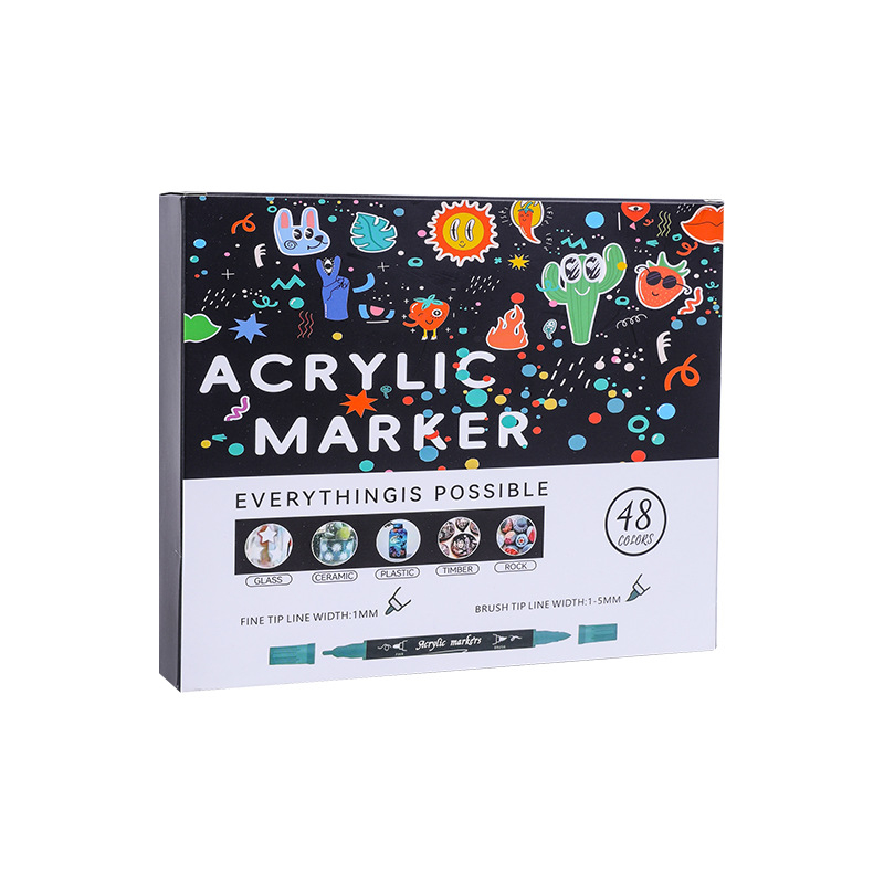 Akrilni marker set s dvama koncama – vodootporan, brzo sušeći, mekan vrh