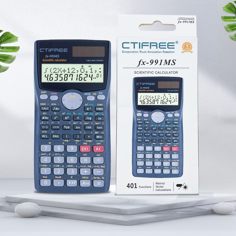CTIFREE fx-991MS Funkcionalni kalkulator, 12-znamenkasti zaslon, ABS tijelo, baterija uključena, mogućnost tiska logotipa