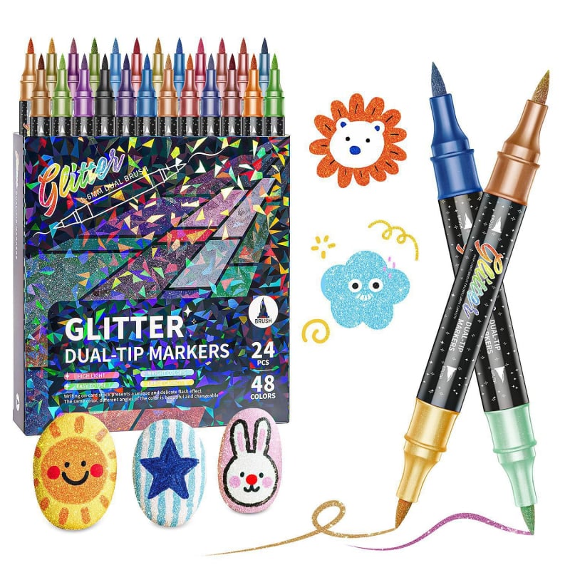 Dvostrani glitter marker s mekanim vrhom, dvobojni, za akvarelno crtanje