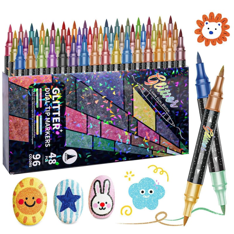 Dvostrani glitter marker s mekanim vrhom, dvobojni, za akvarelno crtanje