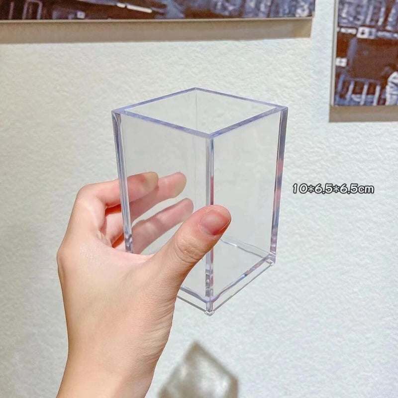 Prozirni akrilni držač za olovke u japanskom minimalističkom stilu, za uredski stol i skladištenje četkica za šminku; četvrtasti oblik; mogućnost prilagođenog logotipa; prilagođeno obrađivanje; vlastita robna marka dostupna.