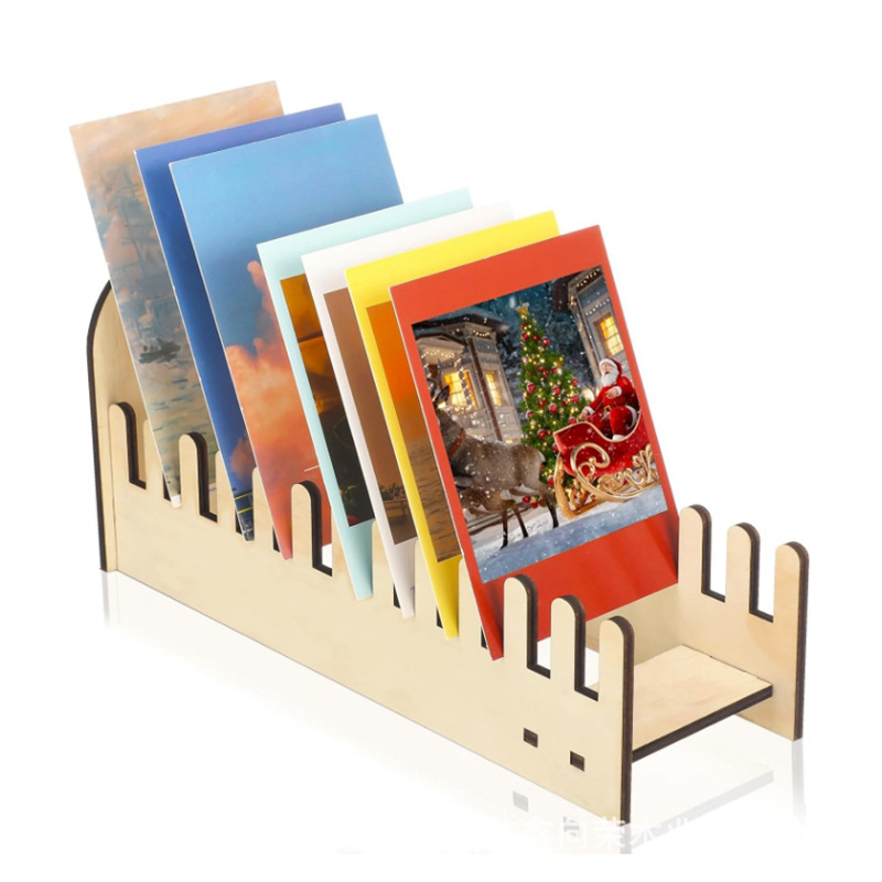 Raft de stocare pentru carduri, din lemn — multifuncțional, portabil, mobil, fără găuri; material: lemn/bambus; stil modern minimalist; montaj pe birou; un singur nivel; potrivit pentru birou și sufragerie.